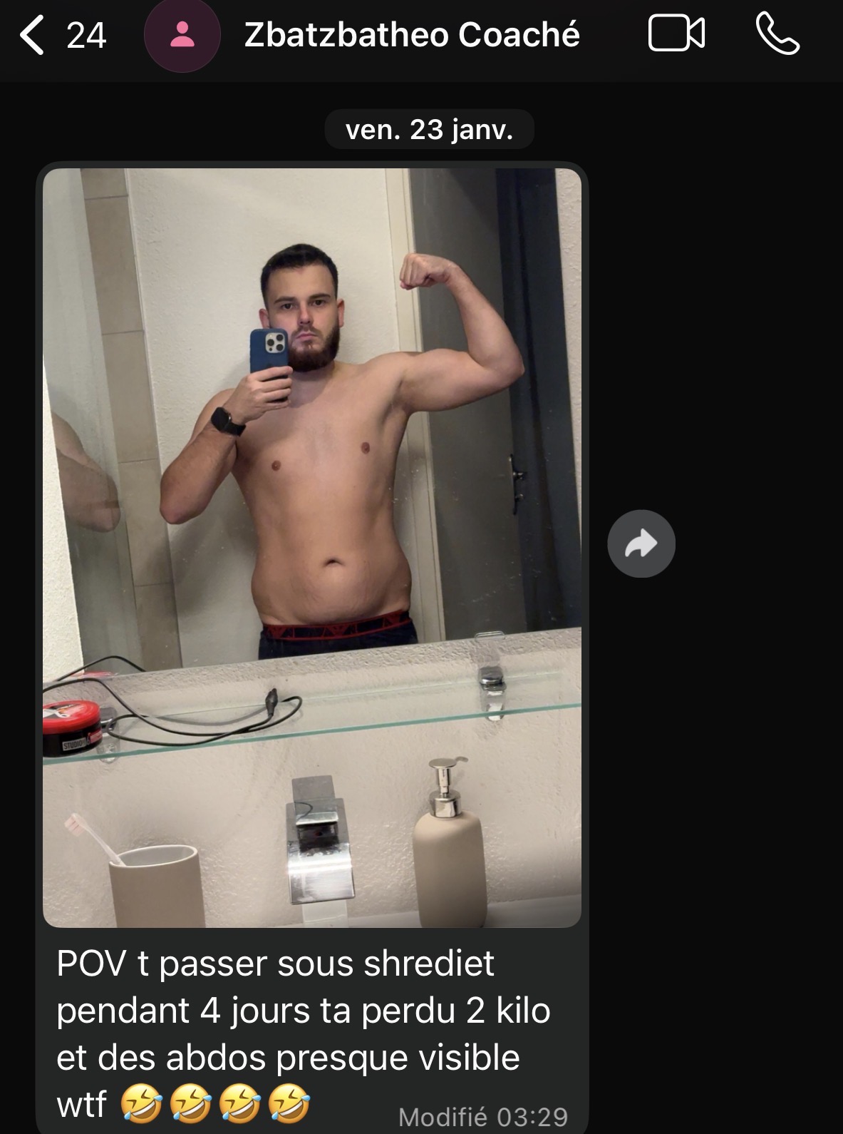 Message WhatsApp Théo